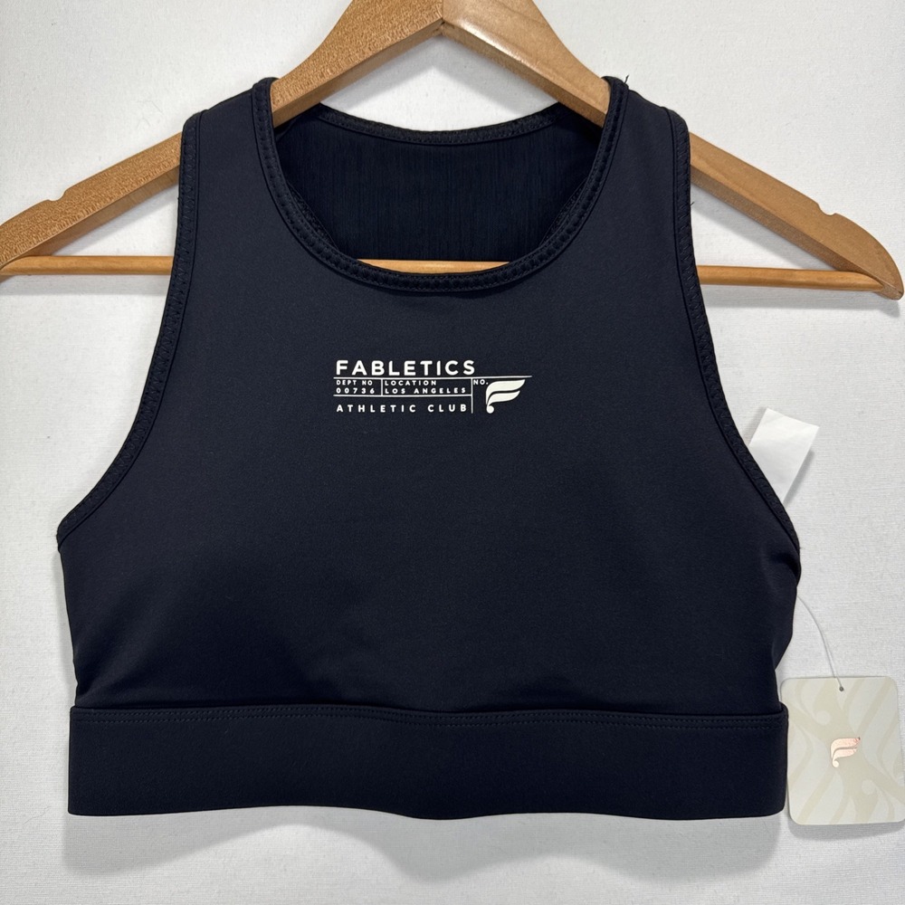 Fabletics Trinity High-Impact Sports Bra Womens S Black Athletic Club Racerback